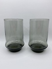 Pair Libbey Glass CO. APOLLO Black Smoke Ombre Dusky 3-3/4″ Juice/ Water Glasses