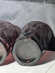Vintage Seneca Driftwood Crinkle Amethyst Purple Juice Glasses Set of 3 – 3.5 in