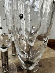 Stephen Smyers Champagne Flutes Morocco Platinum Set 4 Studio Art Glass