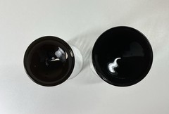 Vintage Set of 8 Black Stem Wine Glasses Swirl Optic Clear Glass Goblets