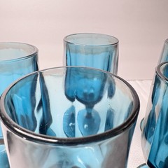 VTG MCM Set 5 Indiana Glass Colony Nouveau 6″ Riviera Blue Stemmed Goblets