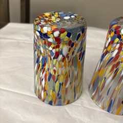 Murano Multicolore Indented Drinking Glasses Made In Italy Handmade Set of 2