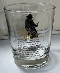 VTG MCM Gold Etching Virgo Zodiac Lowball Bar Glass 4” T