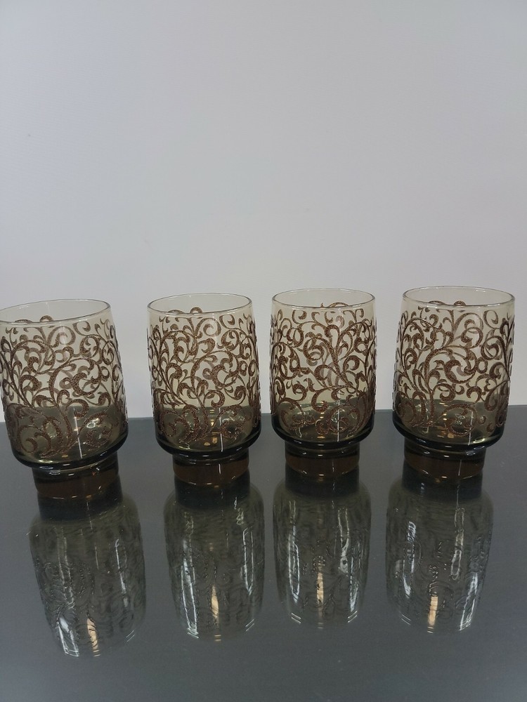 Vintage Libbey Scrolled 12 oz Glasses Prado Florentine Mid Century Set of 4