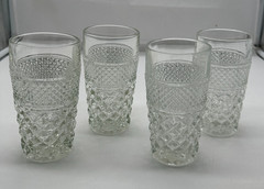 Anchor Hocking Wexford Flat Iced Tea Tumblers 5 3/8” Diamond Glass Set of 4