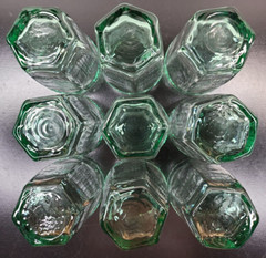 9 Libbey Chivalry Green Juice Glasses Set Rock Sharpe Textured Paneled Facet Lot