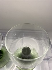 Vintage German Roemer Green Beehive Stem Wine Glasses Crystal (Set of 2) 4.25”