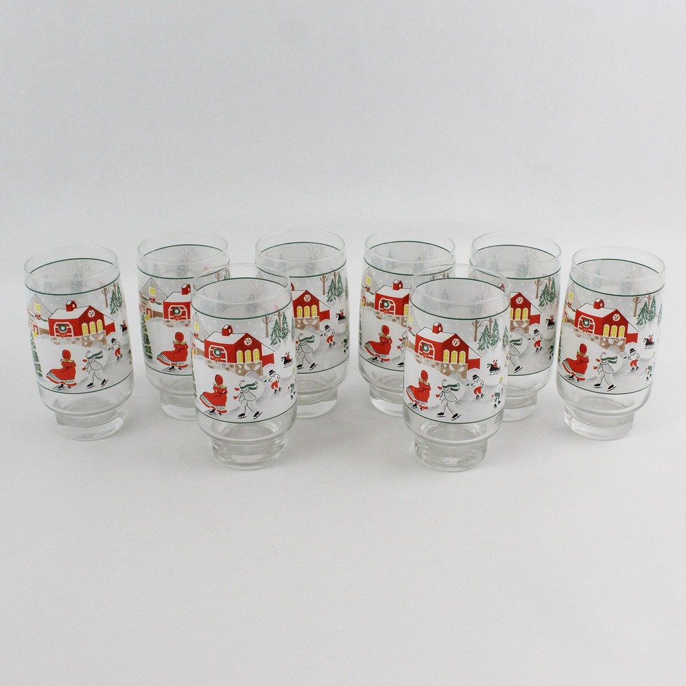 Set of 8 Sango Silent Night Glass Tumblers ~ 10 oz
