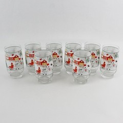 Set of 8 Sango Silent Night Glass Tumblers ~ 10 oz