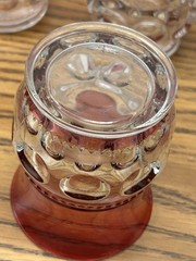 Tiffin Glass Kings Thumbprint Ruby Red Flash Flat Juice Glass Set Of 4
