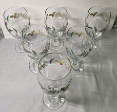 6 Holly Berry Iced Tea/Wine/Water Goblets Christmas Holiday 7″ x 3″ Festive #2