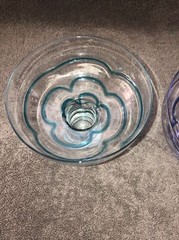 Pier One Stemless Swirl Line Margarita Glasses Set Of 2 Teal/cobalt Blue