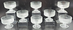 8 Indiana Glass Crystal Ice Champagne Sherbet Set Vintage Textured Tree Bark Lot