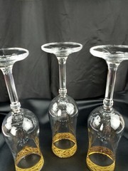 MARCELLO AGLIERI CRYSTAL 24K GOLD EMBOSSED CHAMPAGNE GLASSES 6X