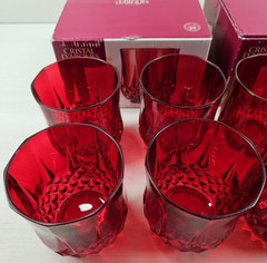 (8) Cristal D’Arques Longchamp Ruby Double Old Fashioned Set Crystal France Lot