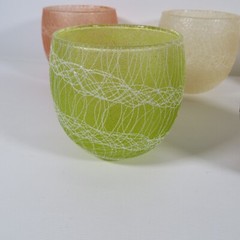 6 VINTAGE SPAGHETTI STRING ROLY POLY ASSORTED COLOR CRAFT RUBBERIZED GLASSES #L2