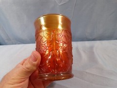 Diamond Dugan Maple Leaf Marigold Carnival Glass Tumbler INV2