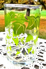 Federal glass Green Ivy juice glass with vine design circa 1960s – 70s uncommon