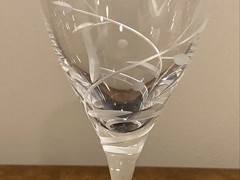 Lenox Clear Wine Glass With Satin Vine Cut Etching 9.25” Height, 3.25” Diameter