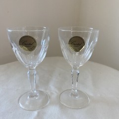 Small Stemmed Liquor Goblets Glasses Cristal France Pair