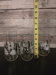 Vintage Luminarc France Black & White Cat Glasses Set of 6 Kitty Tumblers