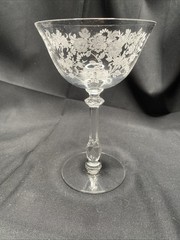 Vinyage Tiffin June Night Etched Crystal Champagne Coupe Cocktail Glasses Set/2