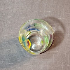 Vtg BBG|Bay Blown Glass Party Cup Pair|Hand Blown Art Glass UV Uranium Star|READ