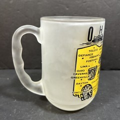 Vintage Ohio the Buckeye State frosted Glass Beer Mug 5” State Map