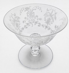 Vintage Heisey Diamond H Orchid Etch Sherbet Champagne Coupe Elegant Glass