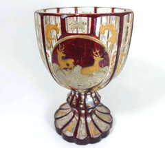 Massive Cup Trophy Glass Rococo Stag About 1870 – 1880 AL5