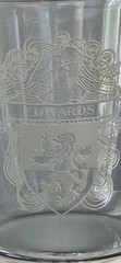 Edwards Coat of Arms Genuine Lead Crystal Etched Family Crest Wine Glass Gob X2