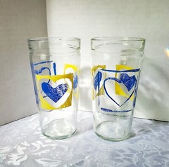 Vintage Anchor Hocking 16 oz. Set of 2 Jelly Jar Style Tumblers – Heart Design