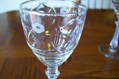 Rock Sharpe Glass Clear Polished & Gray Wheel Cut Breton Claret Wine 1013 EUC