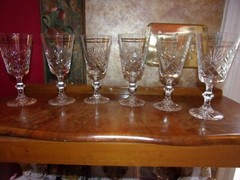 Zawiercie Crystal Wine Claret Juice Glasses Pineapple Fan Cut Vtg Set 6 READ