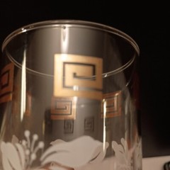 Tumblers Glasses Set of 14 Anchor Hocking MCM White Hibiscus Gold Grecian Key