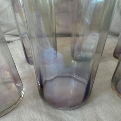 Set of 7 Iridescent Clear Glass Tumbler Glasses, Round Shape, Glossy Finish