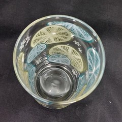 3 Vintage Mid Century Mod Yellow Blue White Flower 5.75″ Lemonade Glasses