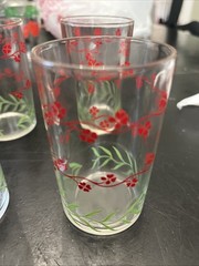 4 small vintage clear juice glasses Pattern