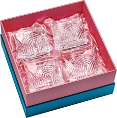 Vintage Art Deco Lowball Cocktail Glasses Set of 4 9 oz Crystal Tumblers