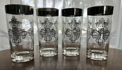 Vtg 4 Royal Queen’s Silver Lusterware Dorothy Thorpe MCM Cocktail HiBall Glasses