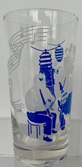 Vtg Set 4 Federal Glass Tumblers Dance Theme: Conga Samba Charleston Minuet