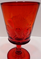 L.G. Wright Ruby Red Glass Strawberry & Currant 1) Goblet 1) Wine Glass Fenton