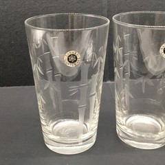 4 MCM Sasaki Bamboo Etched 5” 9oz Flat Tumbler Glass Noritake Japan Vtg Barware
