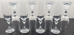 8) Mikasa The Ritz Fluted Champagne Set Vintage Crystal Clear Stemware Retro Lot