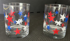 2 Stars Red White Blue USA Patriotic American Old Fashioned Cocktail Drink Glass