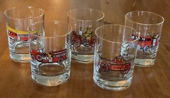 5 Rocks Low Ball Glasses Fire Trucks La France Hunneman Amoskeag Mack Seagrave