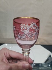 Wine Roemer Glass Goblet Bohemian Cranberry Red enamel Crystal Harrach / Moser