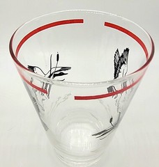 Pair Vintage Glass Libby Ducks In Flight Cattail Drinking Tumblers Highball 12oz