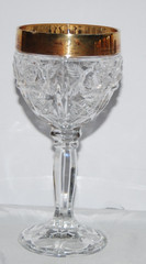 Vintage Anna Hutte Bleikristall Lead Crystal Wine Glasses Gold Rim Rose Set of 6