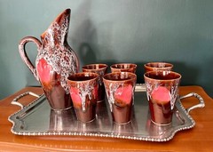 VALLAURIS French Mid-20th Century CERAMIC MAJOLICA Lemonade Set / Glazed Ceramic
